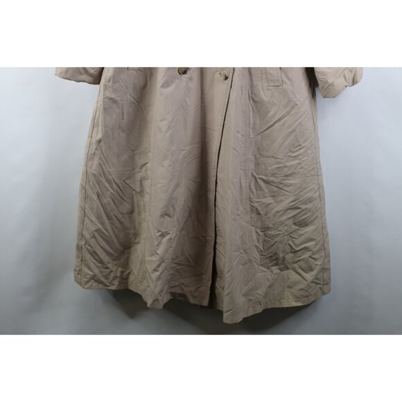 Vintage 70s 80s Orvis Womens 12 Distressed Lined Belted Trench Coat Jacket Beige - Picture 4 of 16